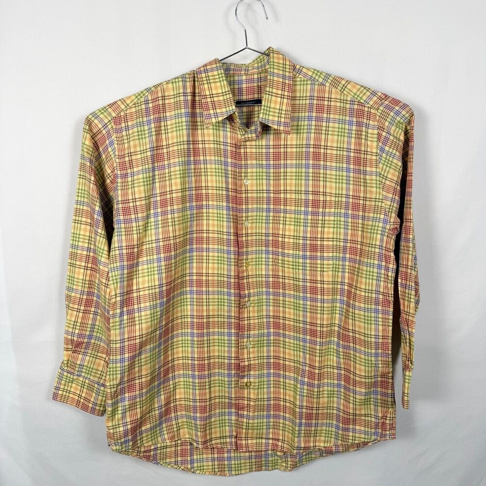 Burberry London Men’s XL Plaid Shirt 100% Cotton Button Down USA